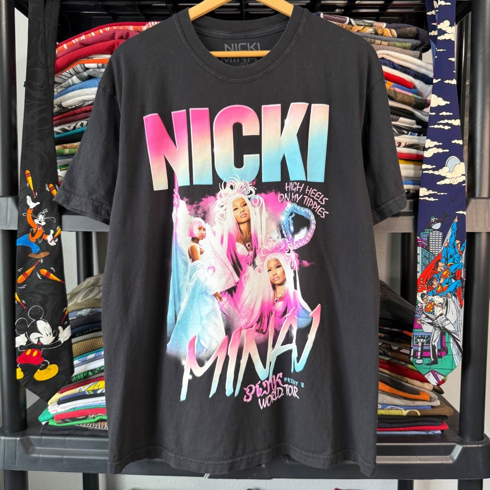 Modern Black Nicki Minaj Pink Friday 2 World Tour Graphic Shirt Large